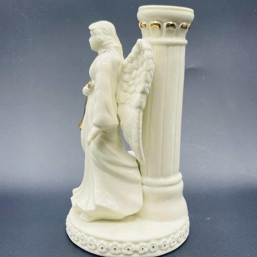 Mikasa Fine Porcelain Holiday Elegance Angel Candle Holders Gold Trim (Set of 2)